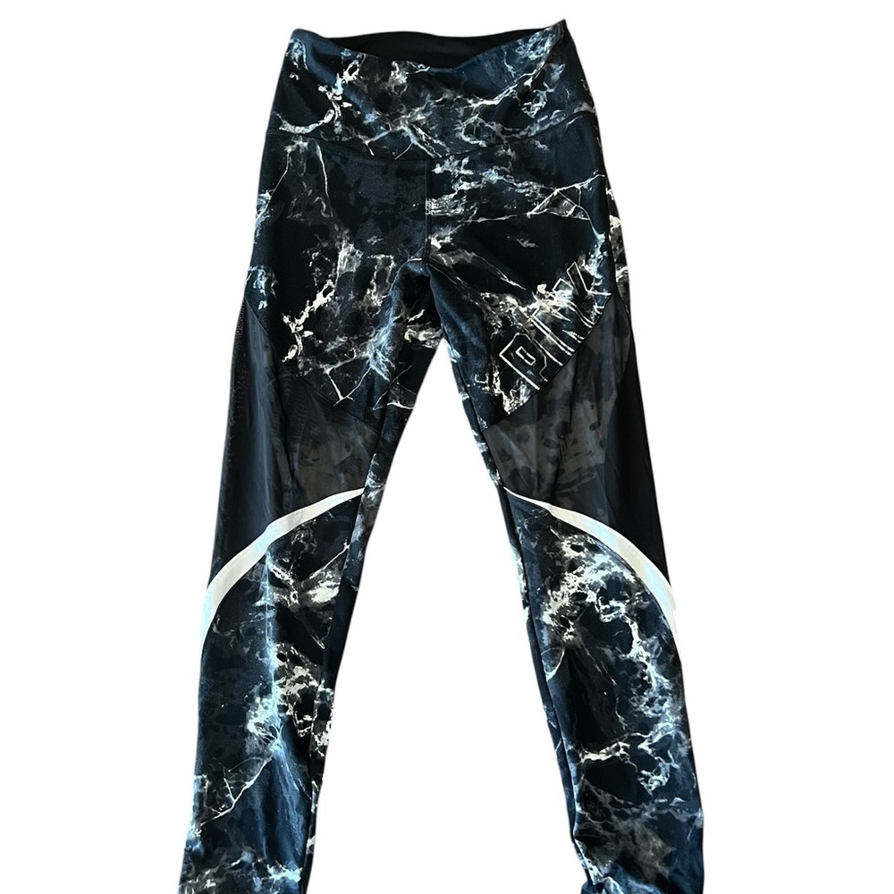 #4 VS PINK “Ultimate” Black Marble-Print Athletic Legging Size Small